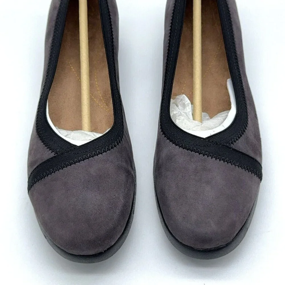 Clarks Artisan Nubuck Leather Slip On Shoes Daelyn Hill Purple Grey Platform 9 M - Picture 3 of 12